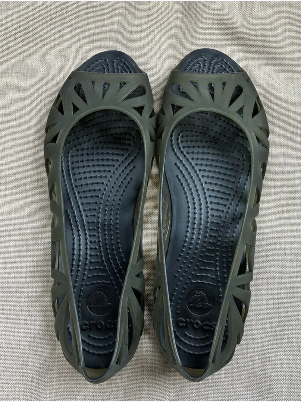 CROCS Adrina III Translucent Cutout Peep-Toe Jelly Flats - Picture 4 of 5